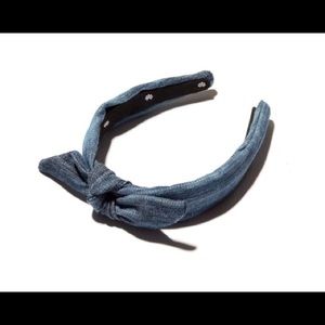 Lele Sadoughi denim slim bowtie headband